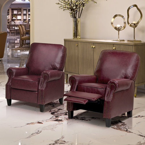 Red Barrel Studio® 34" Wide Leather Match Manual Recliner Accent Chair